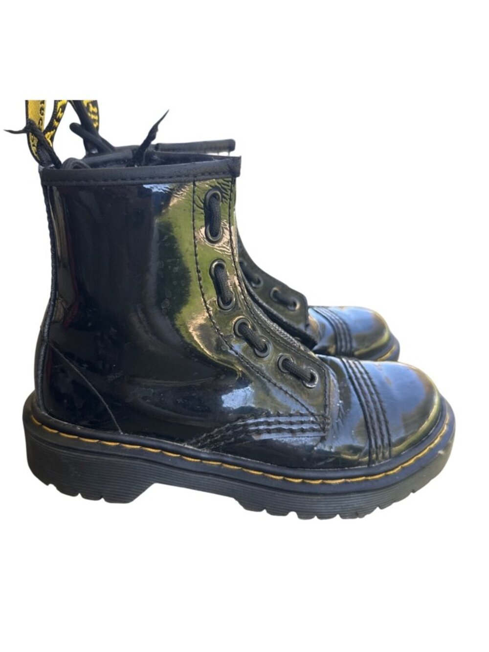 Dr. Martens Junior Sinclair Bex Patent Leather Boots Black Zip Girls Size 12